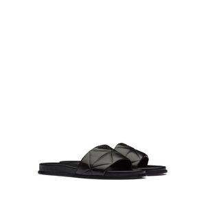 🆕 NWT PRADA Nappa Black leather slide Size 39